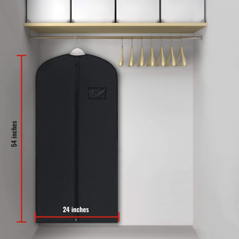 PLX Black Garment Bags for Hanging Clothes, Men Suit Bag for Travel and Clothing Storage of Women Dresses, Shirts, Fur Coats, Dance Costumes Suit Cover - Closet Storage Long Garment Bags w/Zipper - Image 5